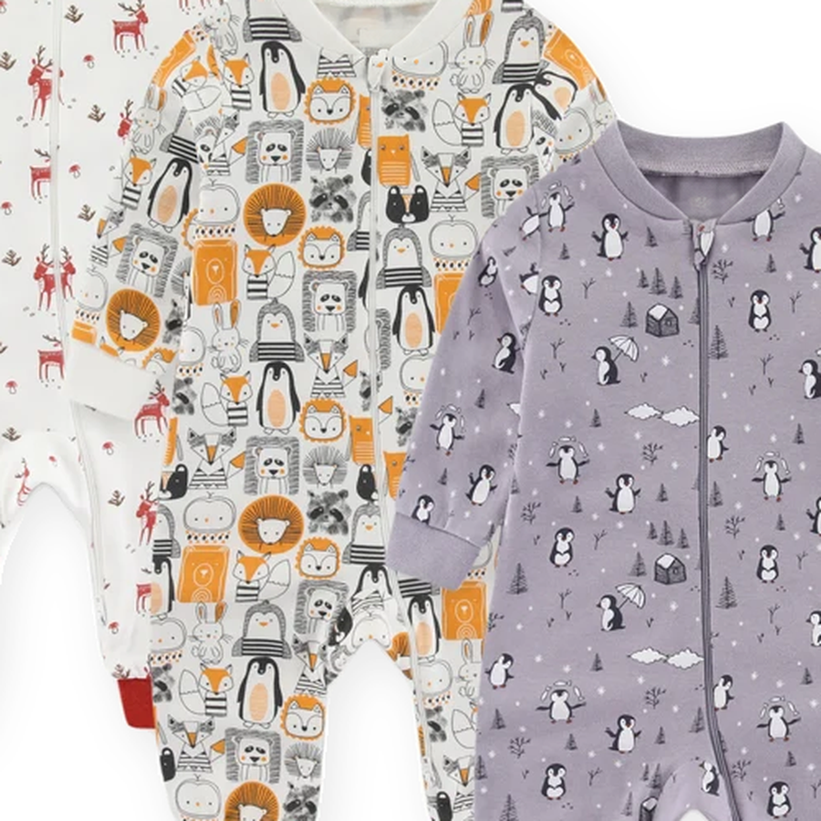 Winter Friends 3-Pack Rompers — Winter Friends — Zipper detail — image 3
