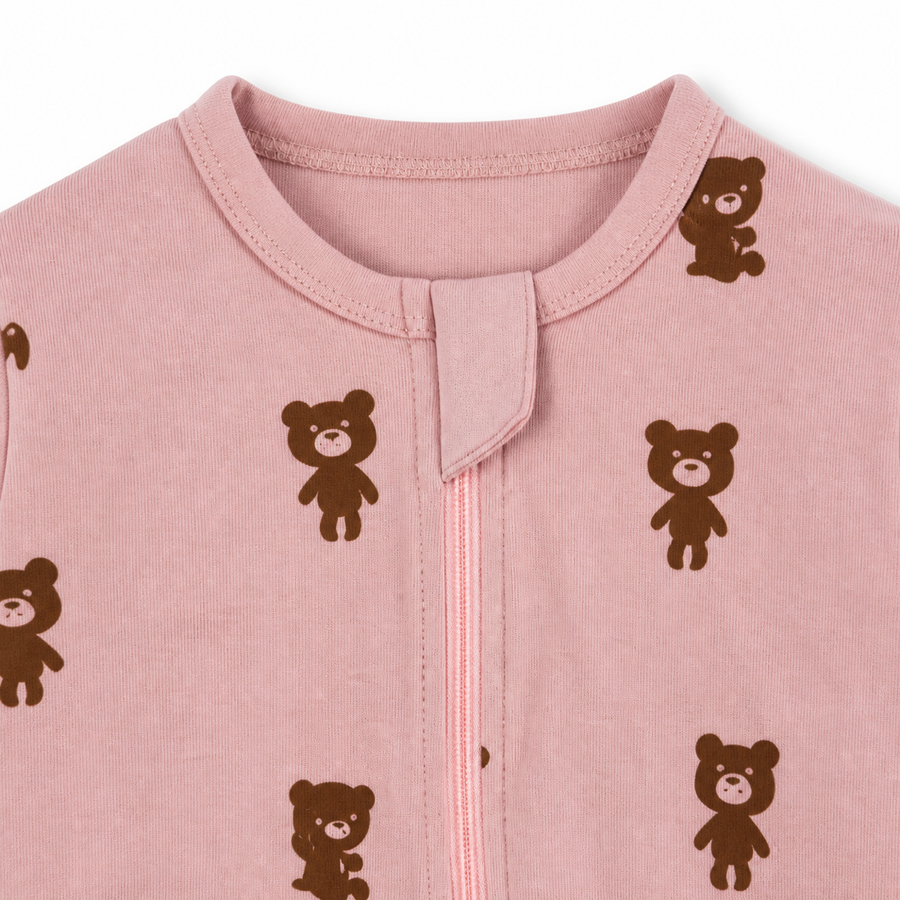 Pink Bears Romper — Pink Bears — Zipper detail — image 3