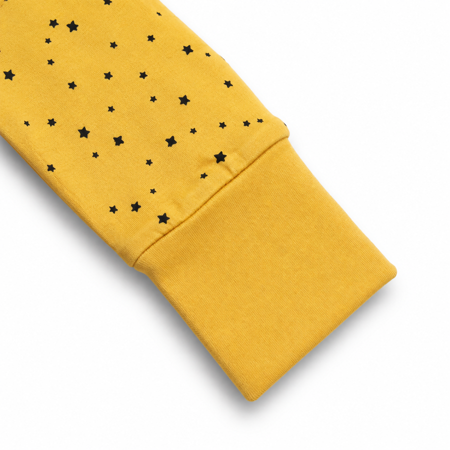 Mustard Dots Romper — Mustard Dots — Cuff and foot detail — image 4