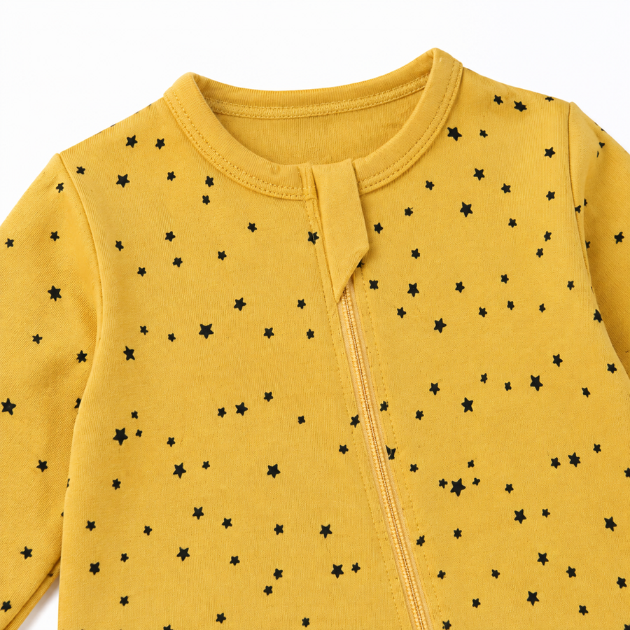 Mustard Dots Romper — Mustard Dots — Zipper detail — image 3