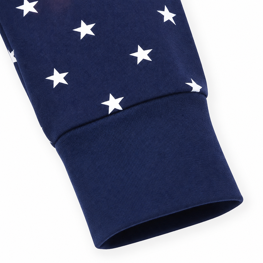 Navy Stars Romper — Navy Stars — Cuff and foot detail — image 4