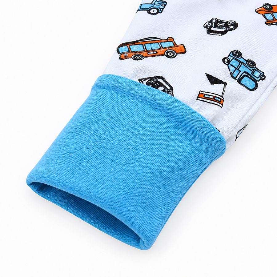 City Vehicles Romper — City Vehicles — Cuff and foot detail — image 4