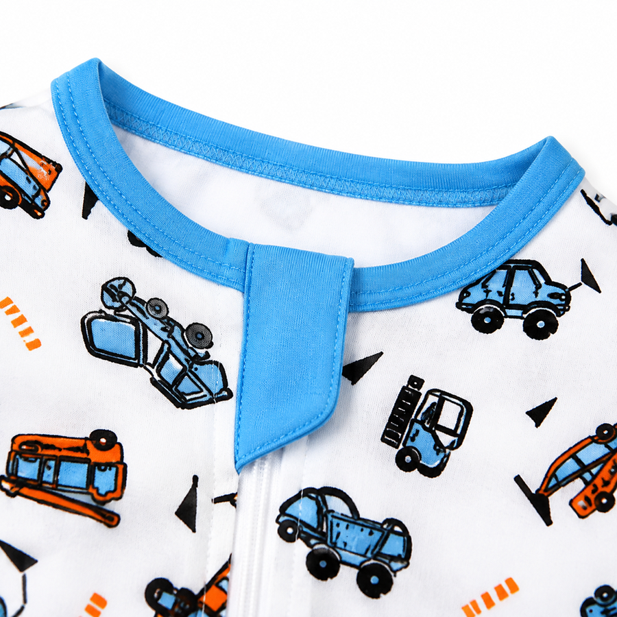 City Vehicles Romper — City Vehicles — Zipper detail — image 3