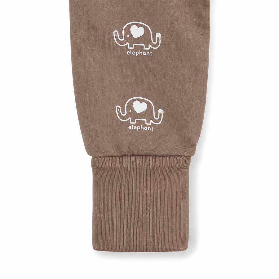 Mocha Elephants Romper — Mocha Elephants — Cuff and foot detail — image 4