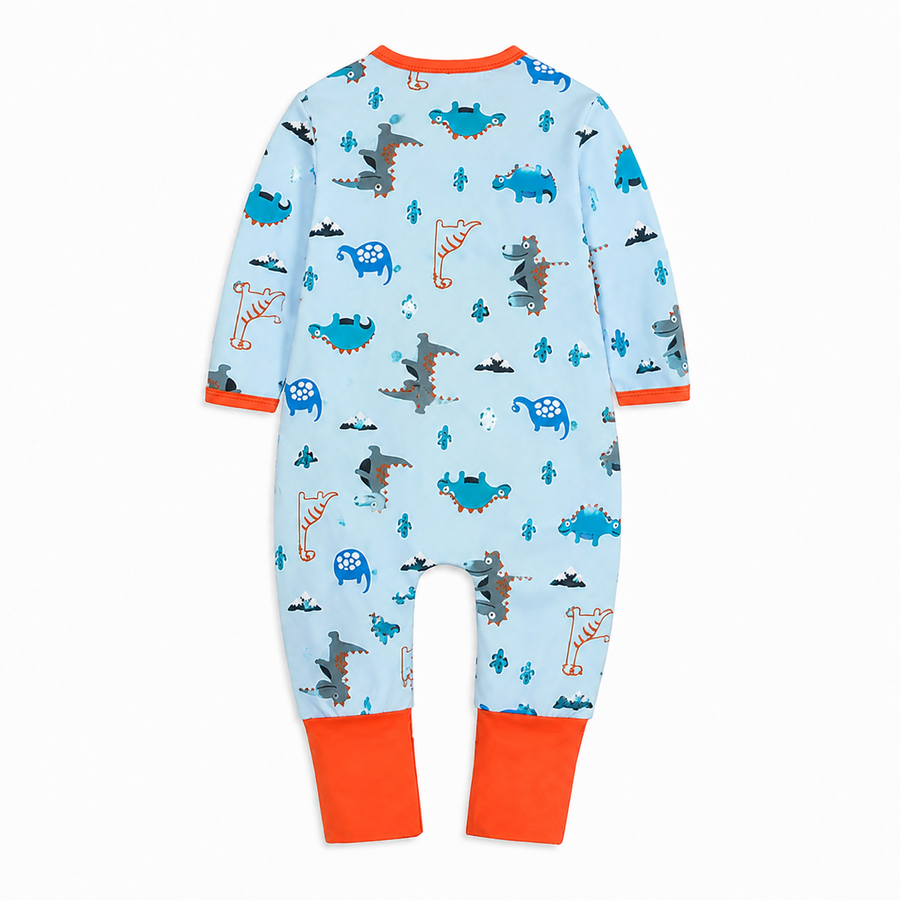 Blue Dinosaurs Romper — Blue Dinosaurs — Back view — image 2