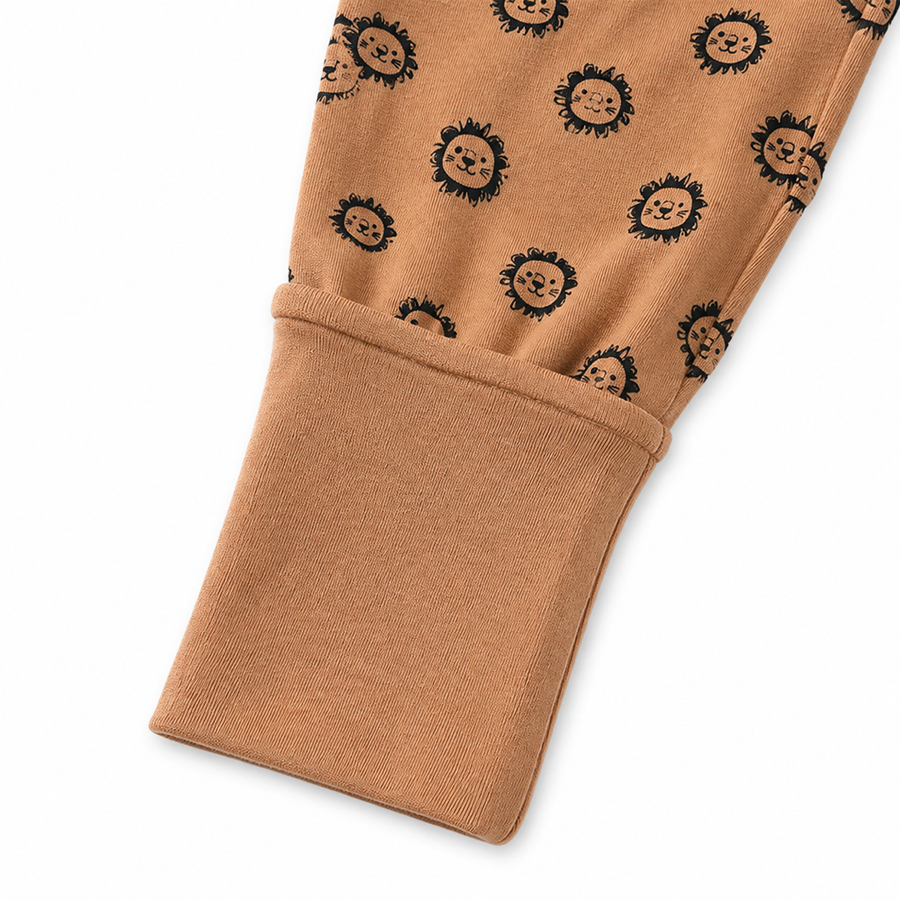 Lion Faces Romper — Lion Faces — Cuff and foot detail — image 4