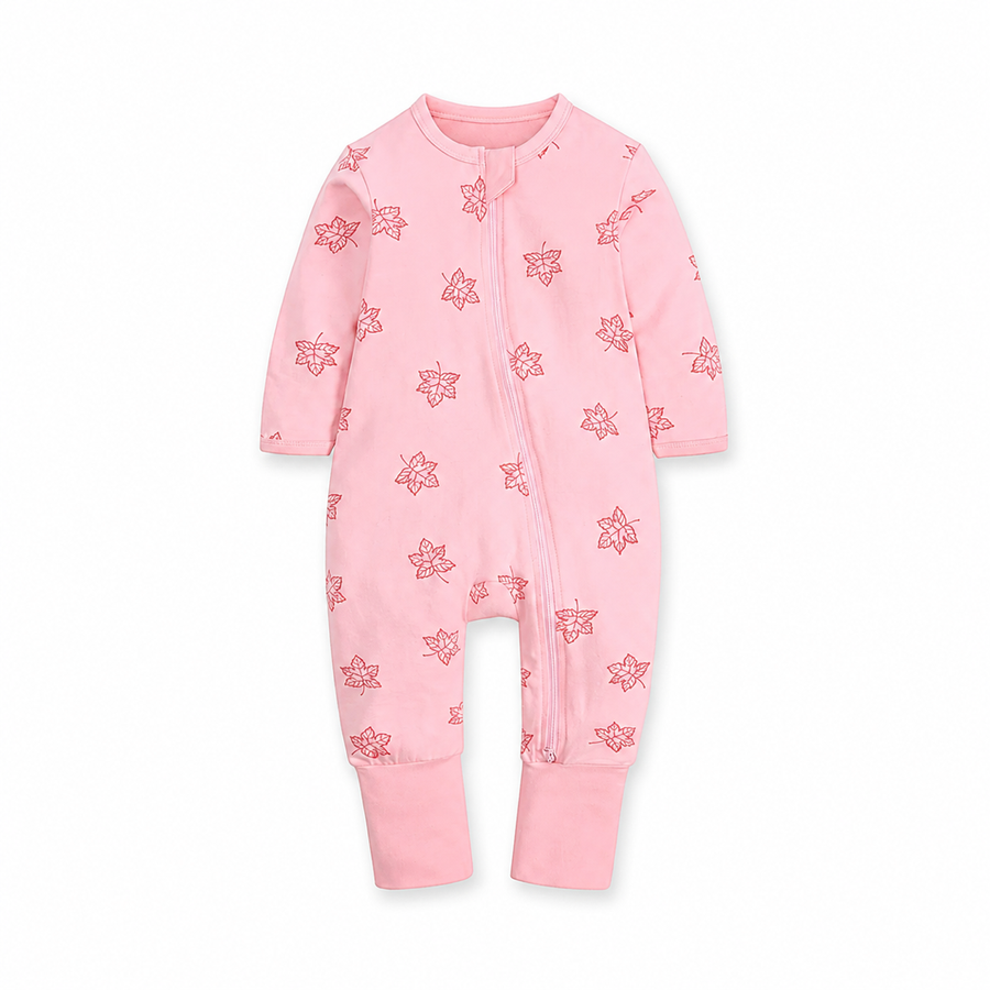 Falling Leaves in Pink Romper — Falling Leaves in Pink — Front view — image 1