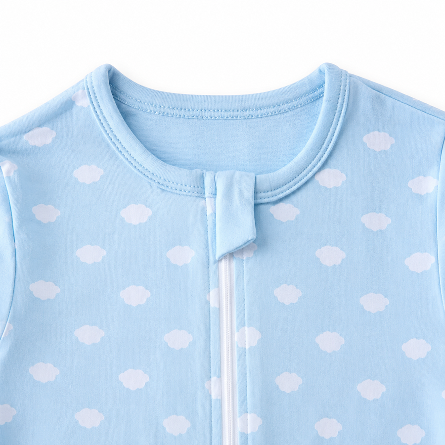 Blue Clouds Romper — Blue Clouds — Zipper detail — image 3