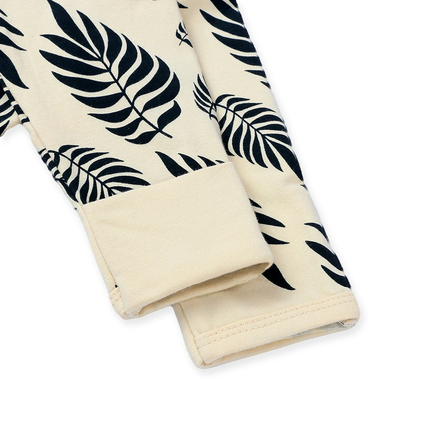 Botanical Leaves Romper — Botanical Leaves — Cuff and foot detail — image 5