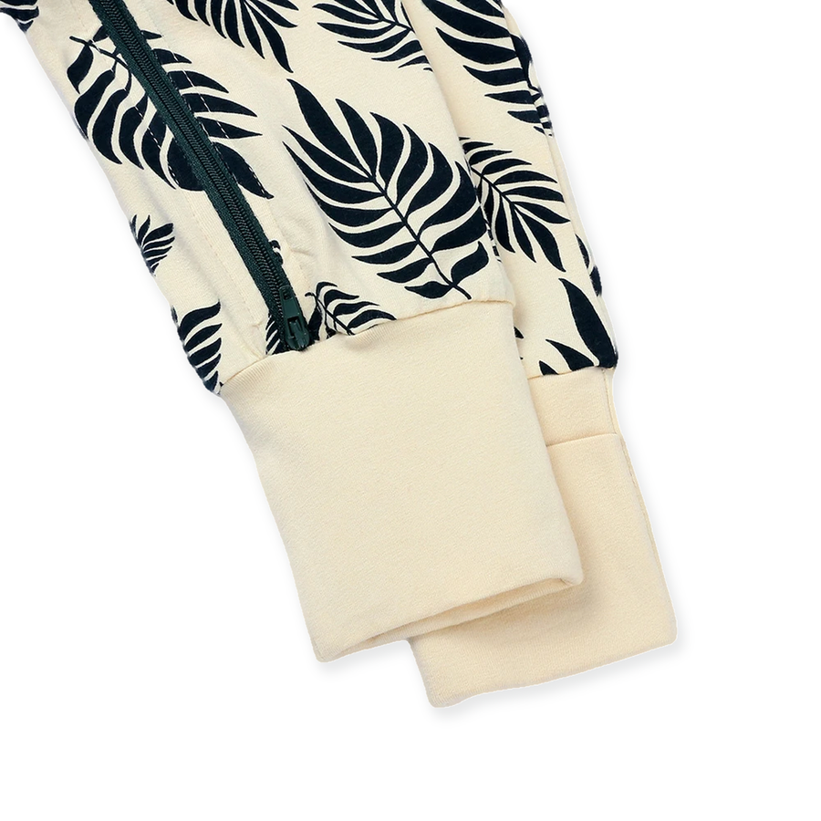 Botanical Leaves Romper — Botanical Leaves — Cuff and foot detail — image 7