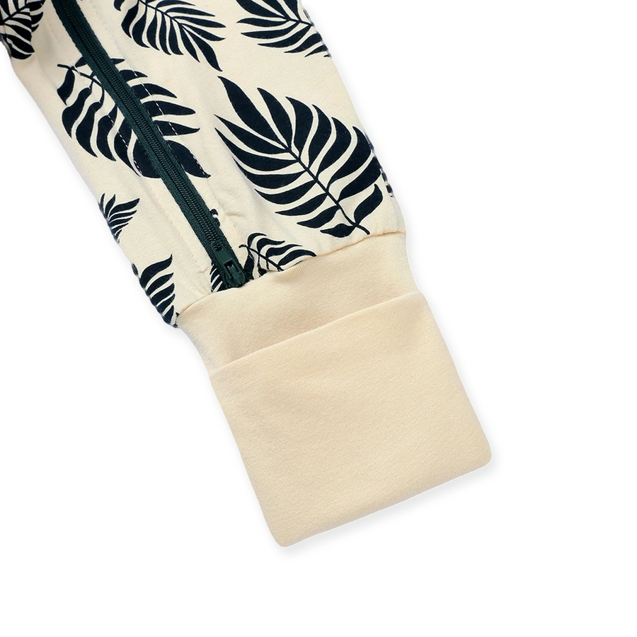 Botanical Leaves Romper — Botanical Leaves — Cuff and foot detail — image 8