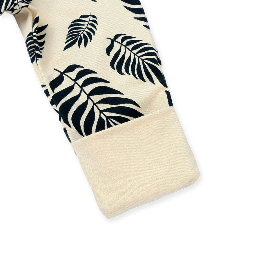 Botanical Leaves Romper — Botanical Leaves — Cuff and foot detail — image 6