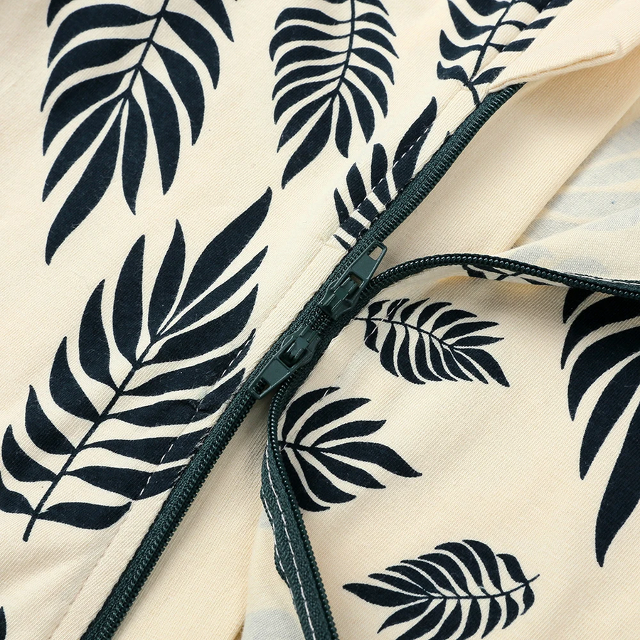 Botanical Leaves Romper — Botanical Leaves — Zipper detail — image 3