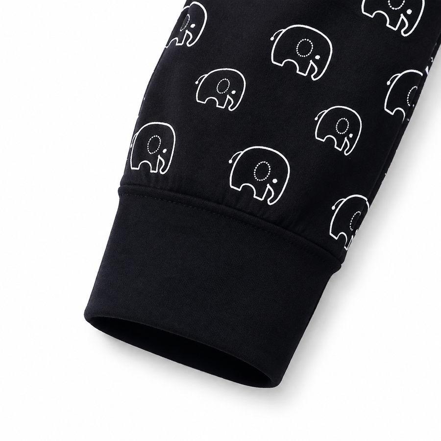 Midnight Elephants Romper — Midnight Elephants — Cuff and foot detail — image 4