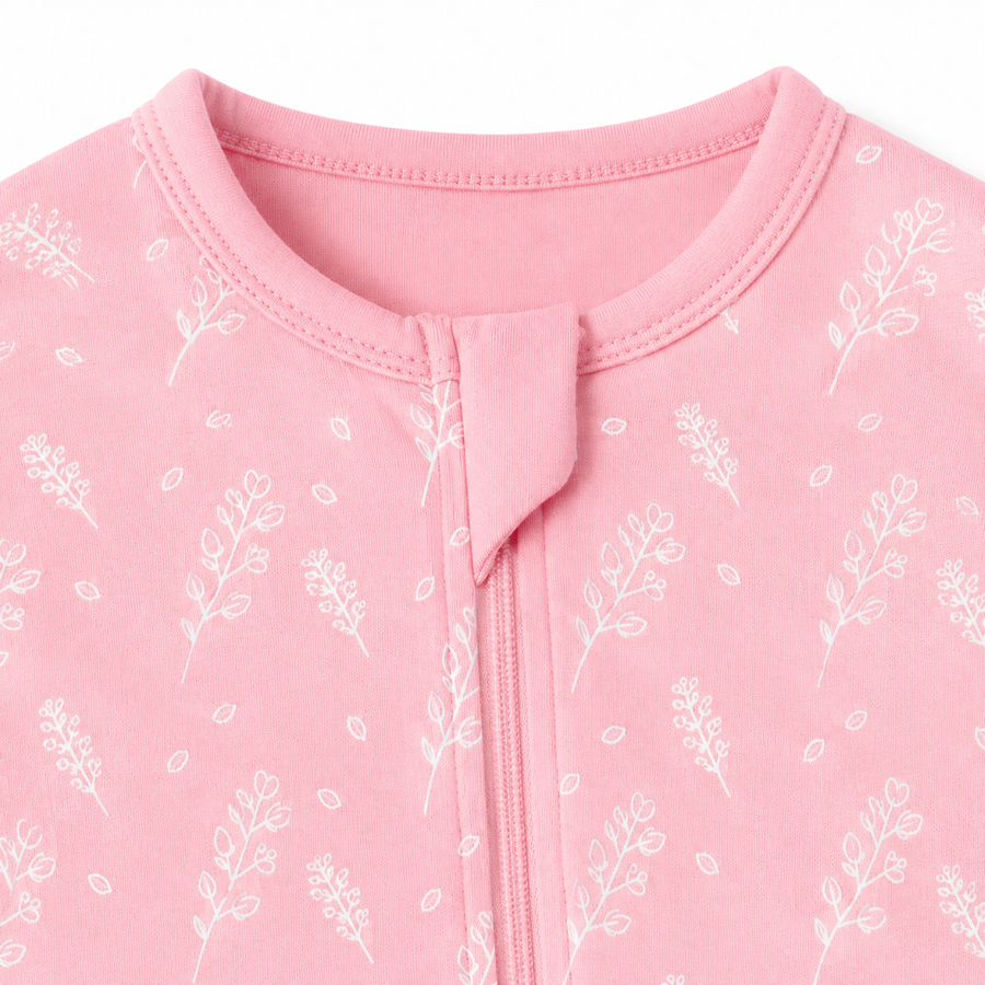 Blush Botanical Sprigs Romper — Blush Botanical Sprigs — Zipper detail — image 3