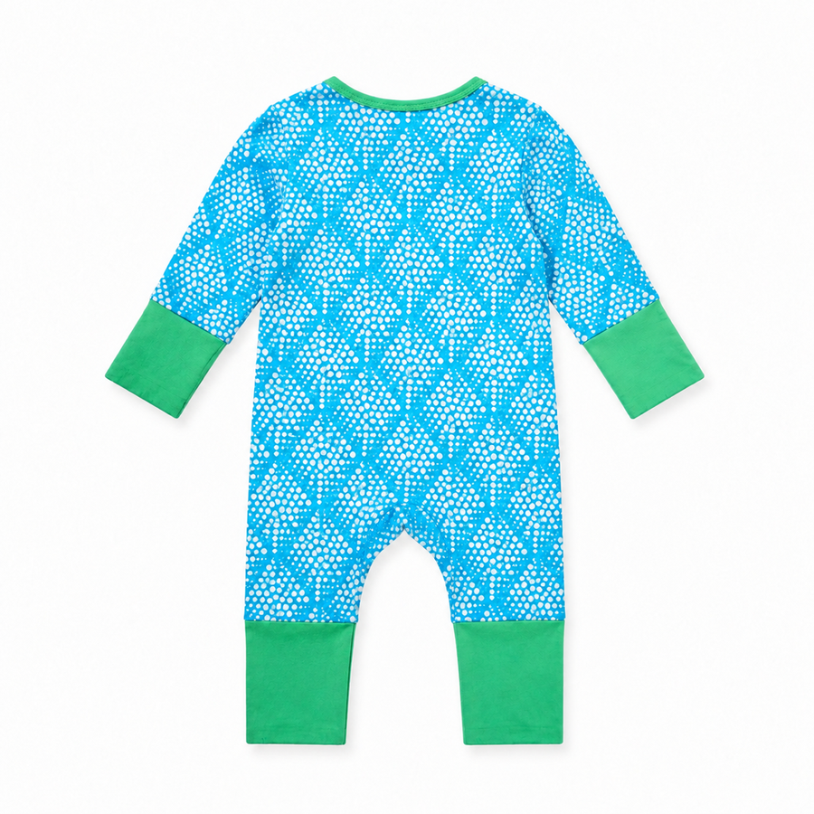 Aqua Geometric Romper — Aqua Geometric — Back view — image 2