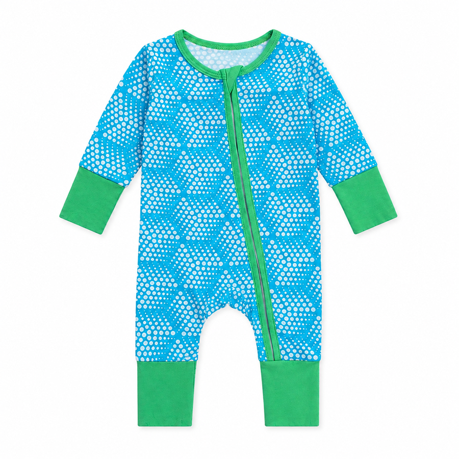 Aqua Geometric Romper — Aqua Geometric — Front view — image 1