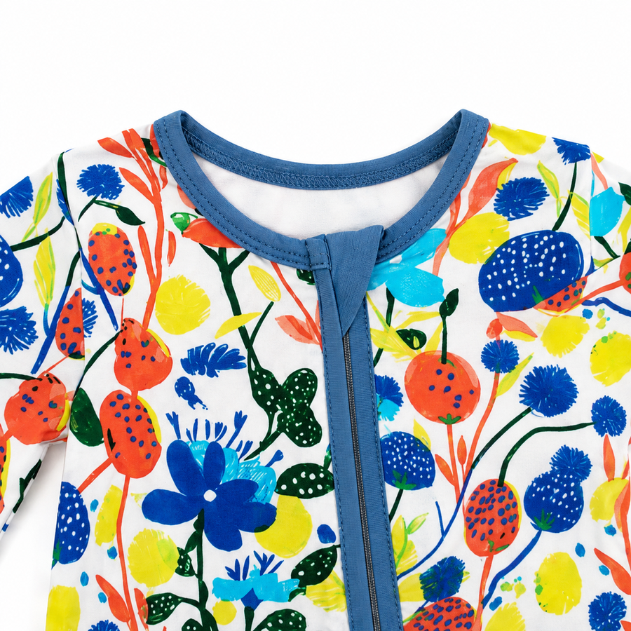 Colorful Meadow Romper — Colorful Meadow — Zipper detail — image 3