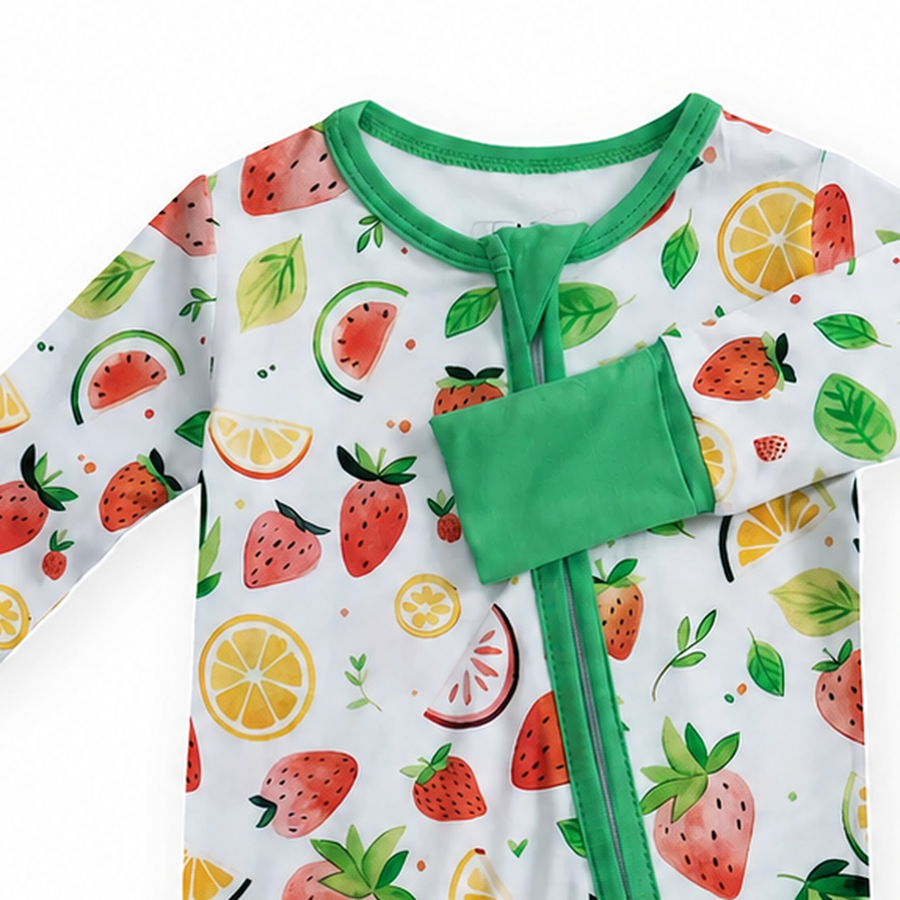 Fruit Salad Romper — Fruit Salad — Neckline and seam detail — image 4