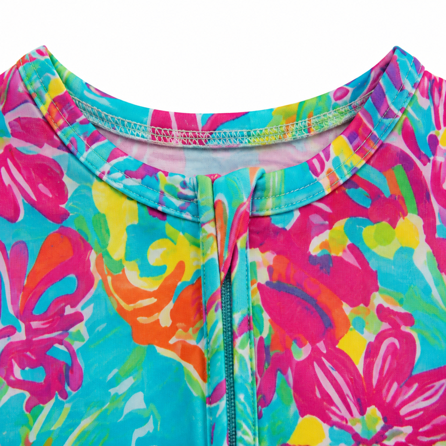 Neon Meadow Romper — Neon Meadow — Zipper detail — image 3