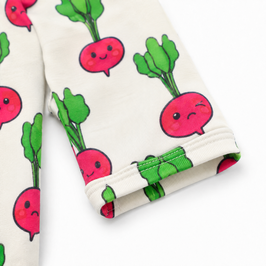 Happy Radishes Romper — Happy Radishes — Cuff and foot detail — image 4