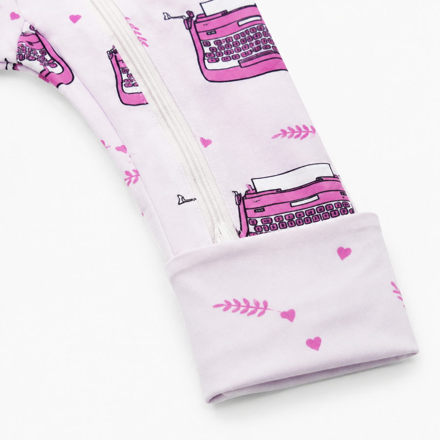 Pink Storybooks Romper — Pink Storybooks — Cuff and foot detail — image 4