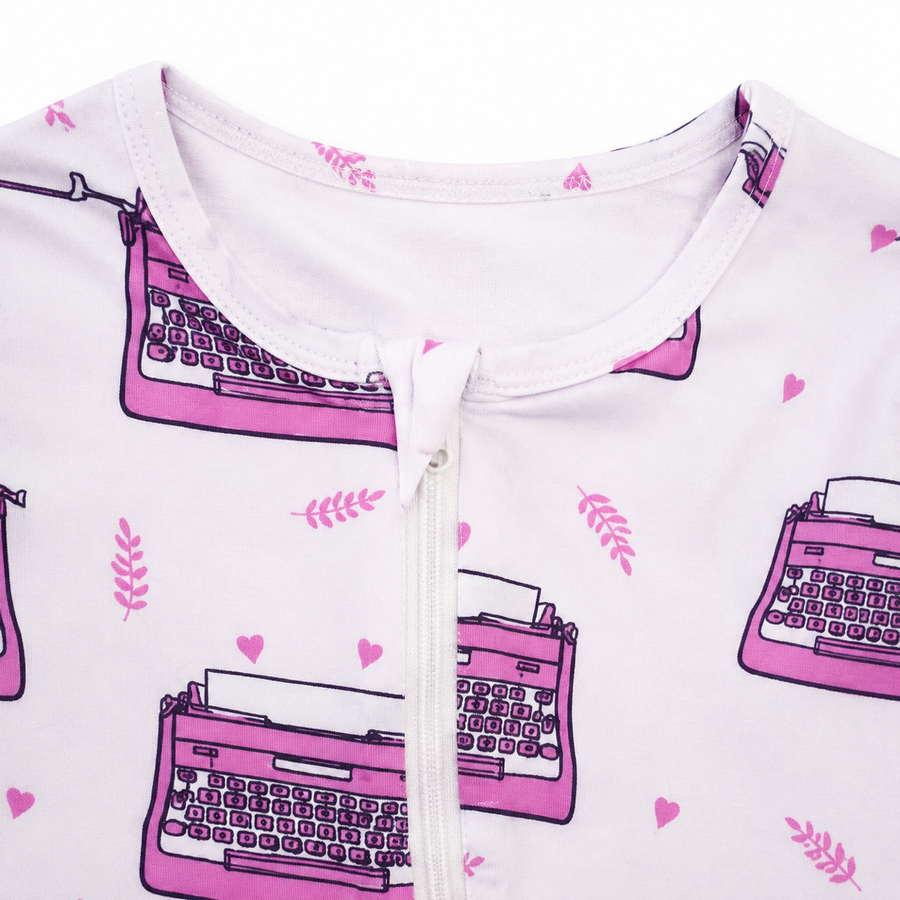 Pink Storybooks Romper — Pink Storybooks — Zipper detail — image 3