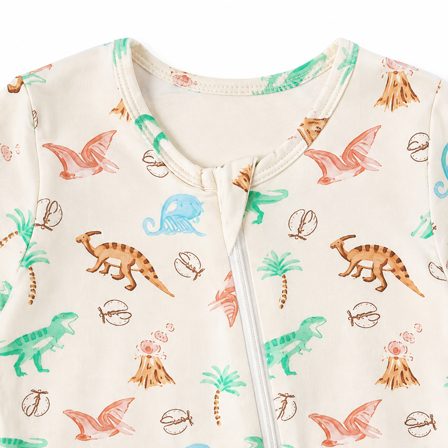 Garden Dinosaurs Romper — Garden Dinosaurs — Zipper detail — image 3