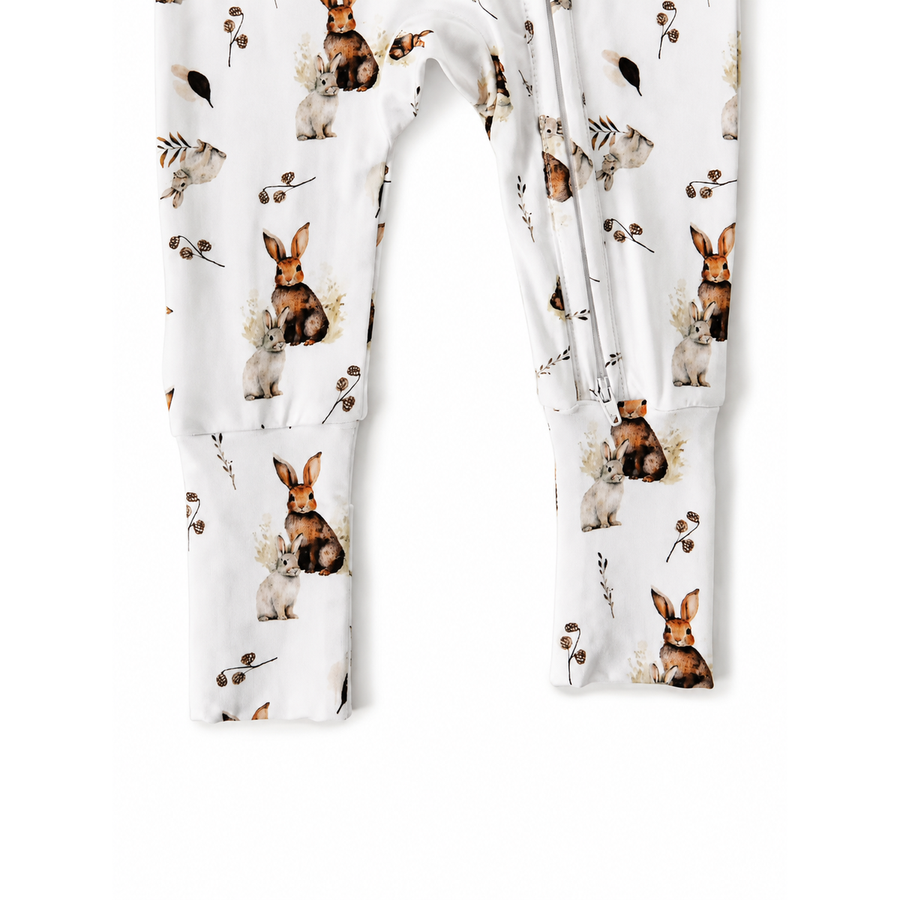 Woodland Rabbits Romper — Woodland Rabbits — Zipper detail — image 3
