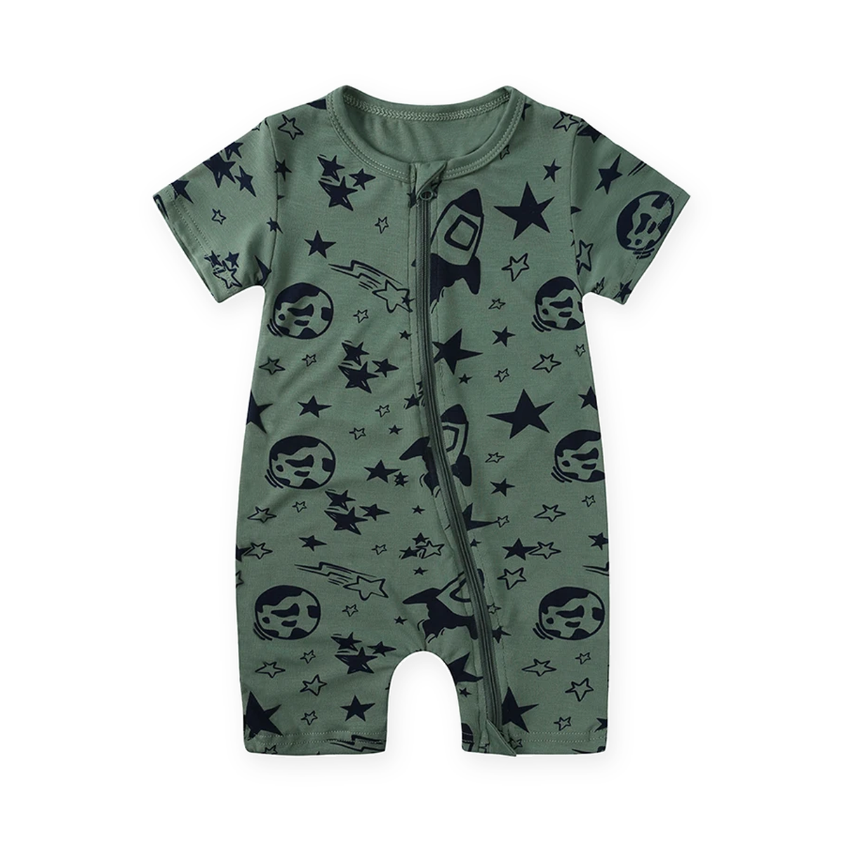 Night Stars Short-Sleeve Shortie Romper — Night Stars — Front view — image 1
