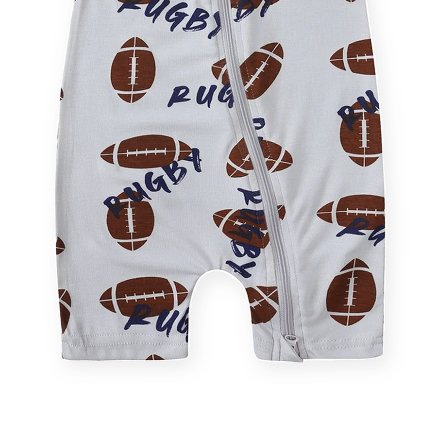 Football Short-Sleeve Shortie Romper — Football — Gusset and seam detail — image 6