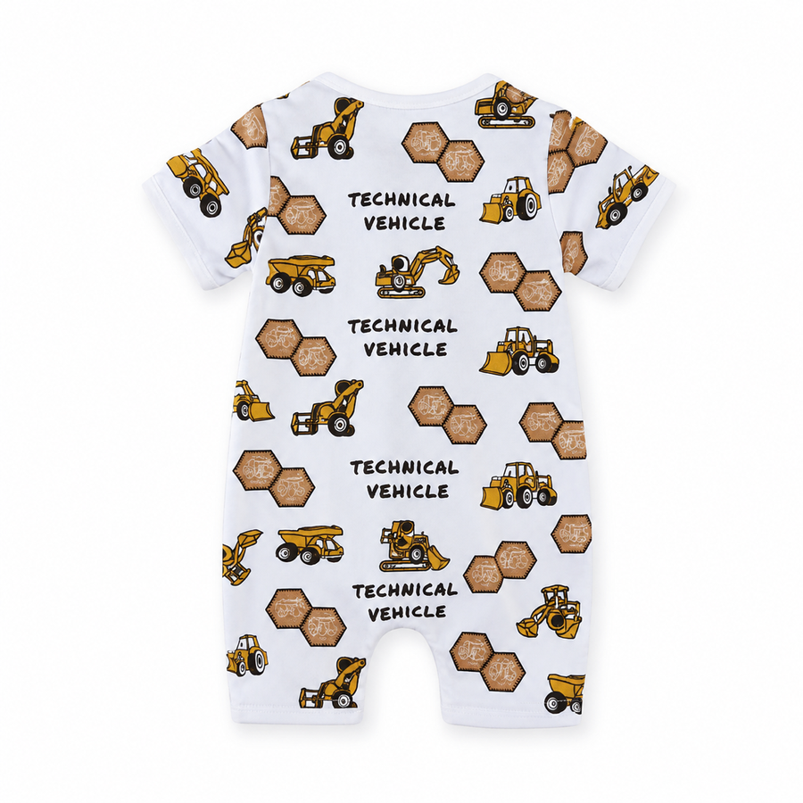 Construction Crew Short-Sleeve Shortie Romper — Construction Crew — Back view — image 2