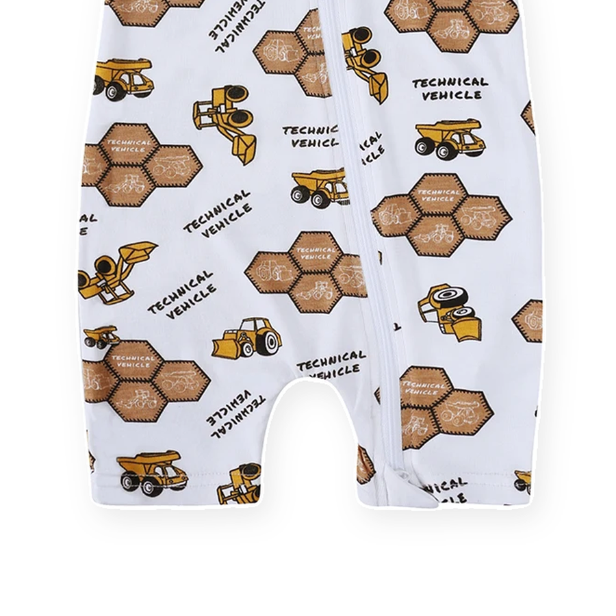 Construction Crew Short-Sleeve Shortie Romper — Construction Crew — Gusset and seam detail — image 6