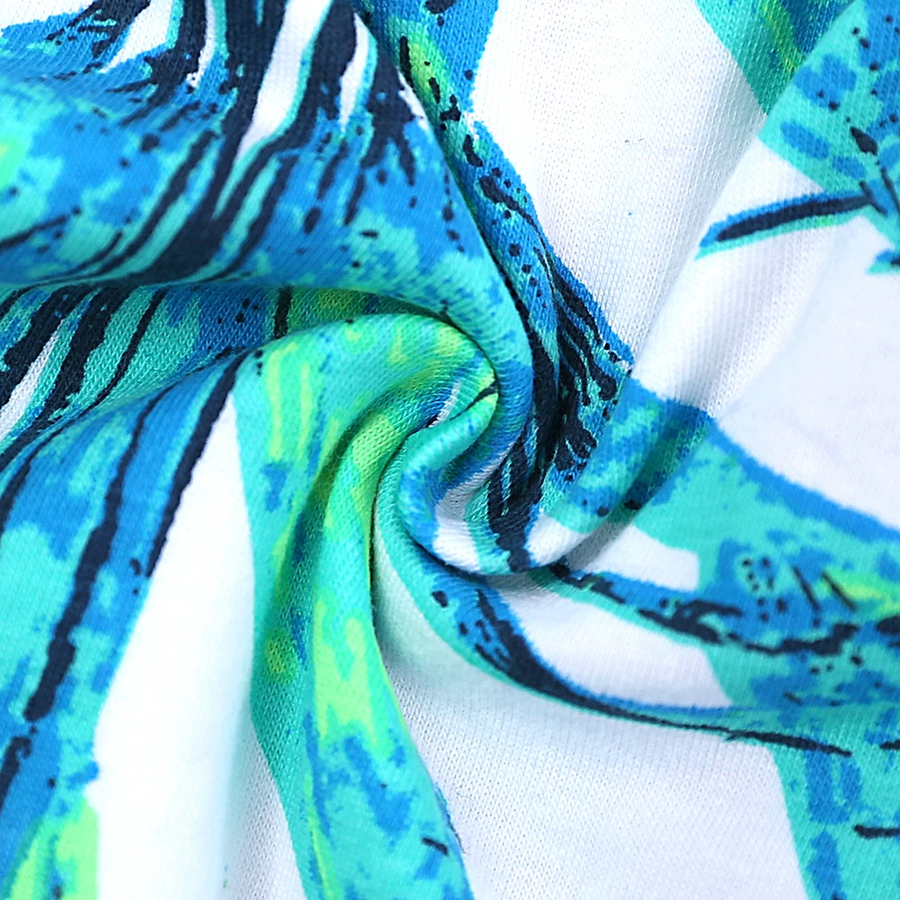 Tropical Leaves Short-Sleeve Romper — Tropical Leaves — Fabric detail — image 8