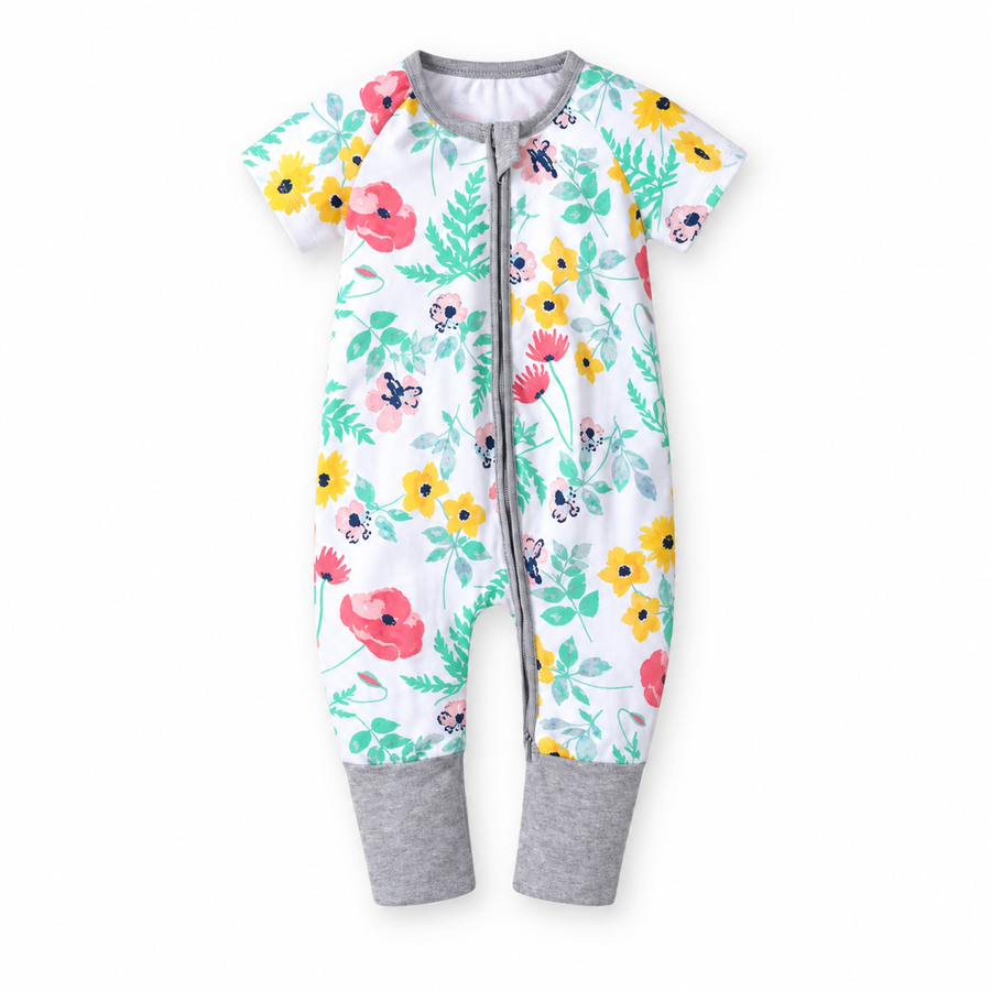 Watercolor Florals Short-Sleeve Romper — Watercolor Florals — Front view — image 1