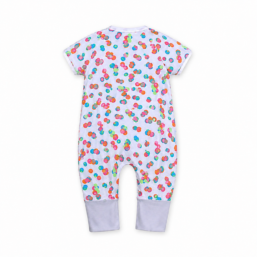 Confetti Dots Short-Sleeve Romper — Confetti Dots — Back view — image 2