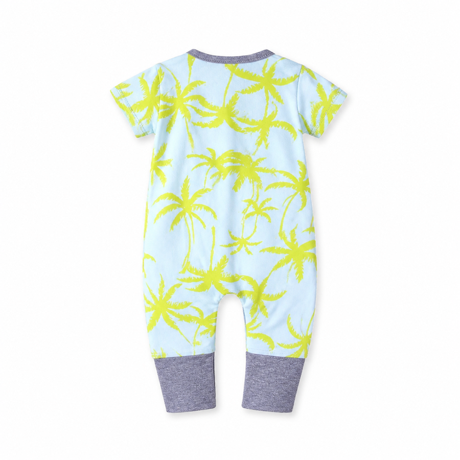 Neon Palms Short-Sleeve Romper — Neon Palms — Back view — image 2