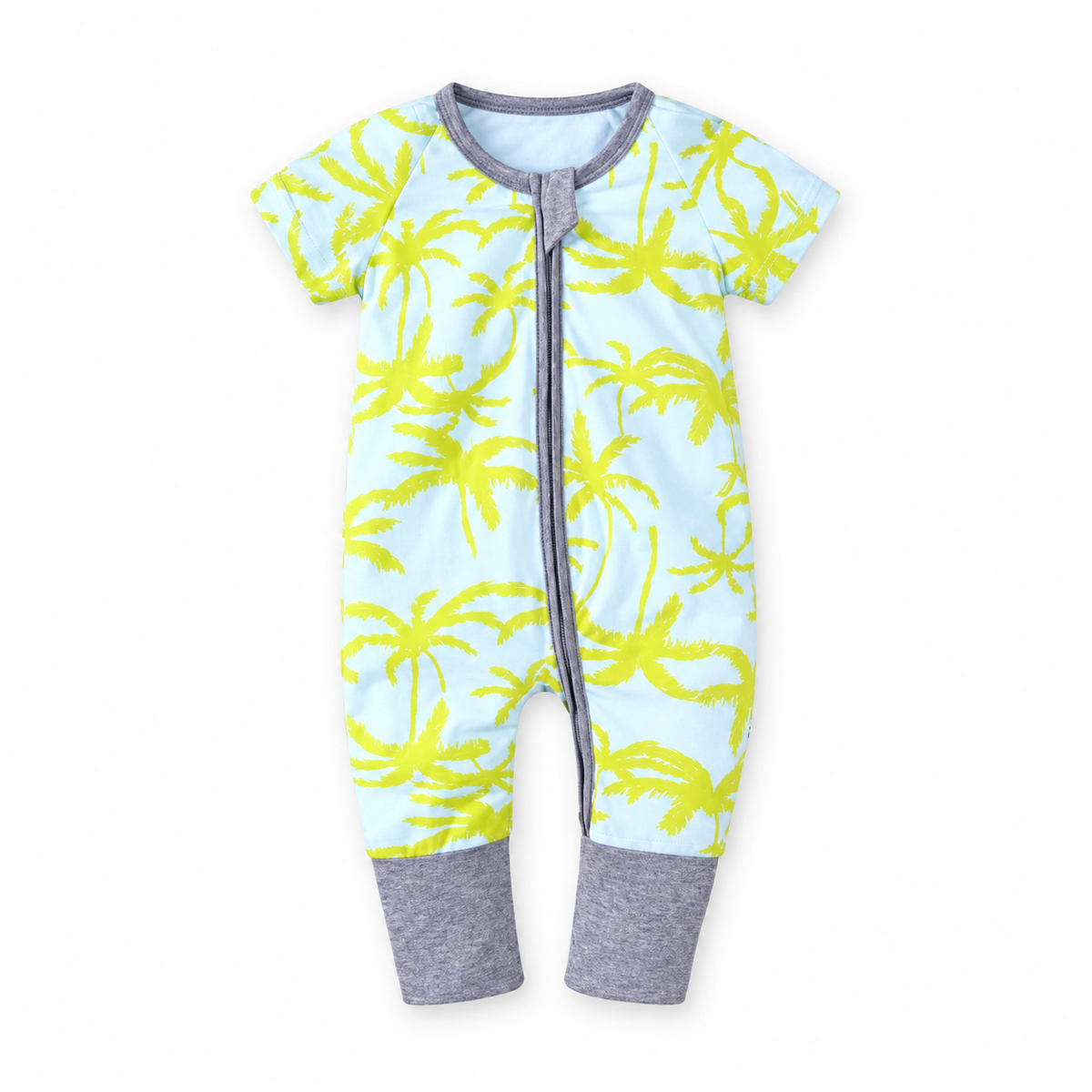 Neon Palms Short-Sleeve Romper — Neon Palms — Front view — image 1