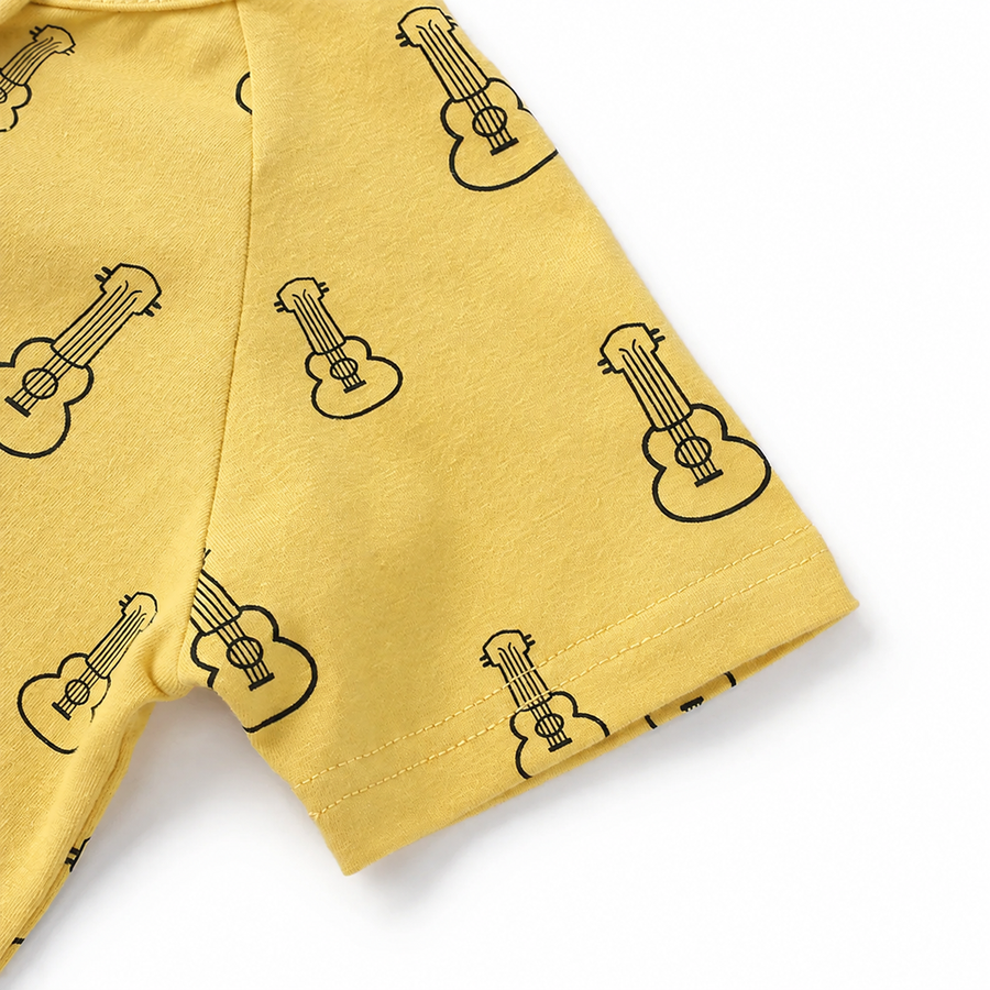 Mustard Guitars Short-Sleeve Shortie Romper — Mustard Guitars — Gusset and seam detail — image 7
