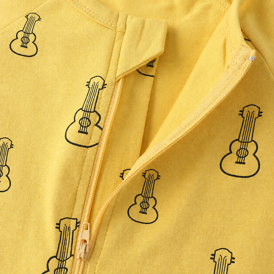 Mustard Guitars Short-Sleeve Shortie Romper — Mustard Guitars — Zipper detail — image 3