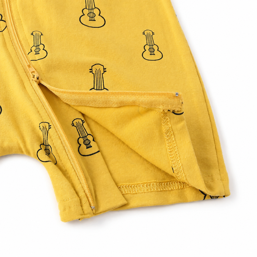 Mustard Guitars Short-Sleeve Shortie Romper — Mustard Guitars — Zipper detail — image 5