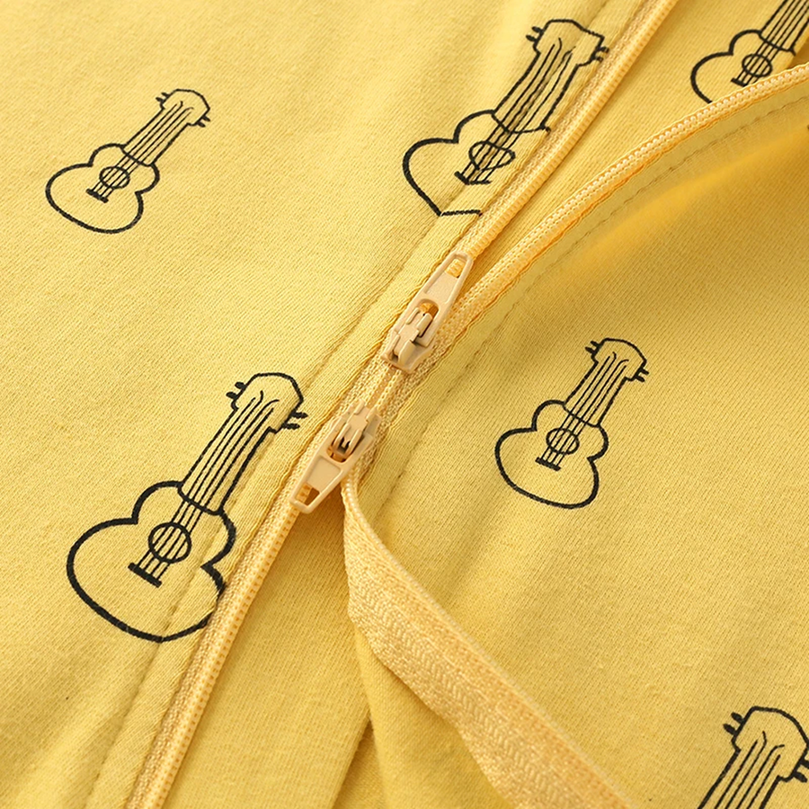 Mustard Guitars Short-Sleeve Shortie Romper — Mustard Guitars — Zipper detail — image 4