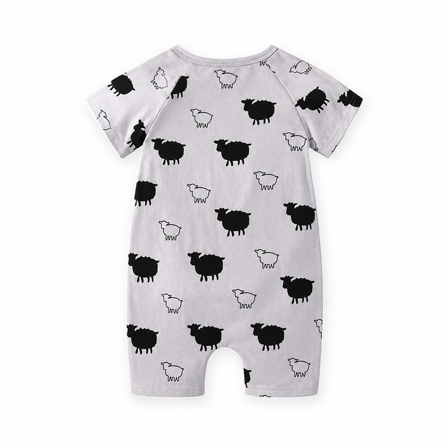 Counting Sheep Short-Sleeve Shortie Romper — Counting Sheep — Back view — image 2