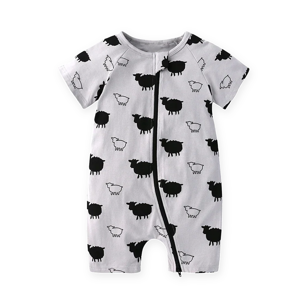 Counting Sheep Short-Sleeve Shortie Romper — Counting Sheep — Front view — image 1