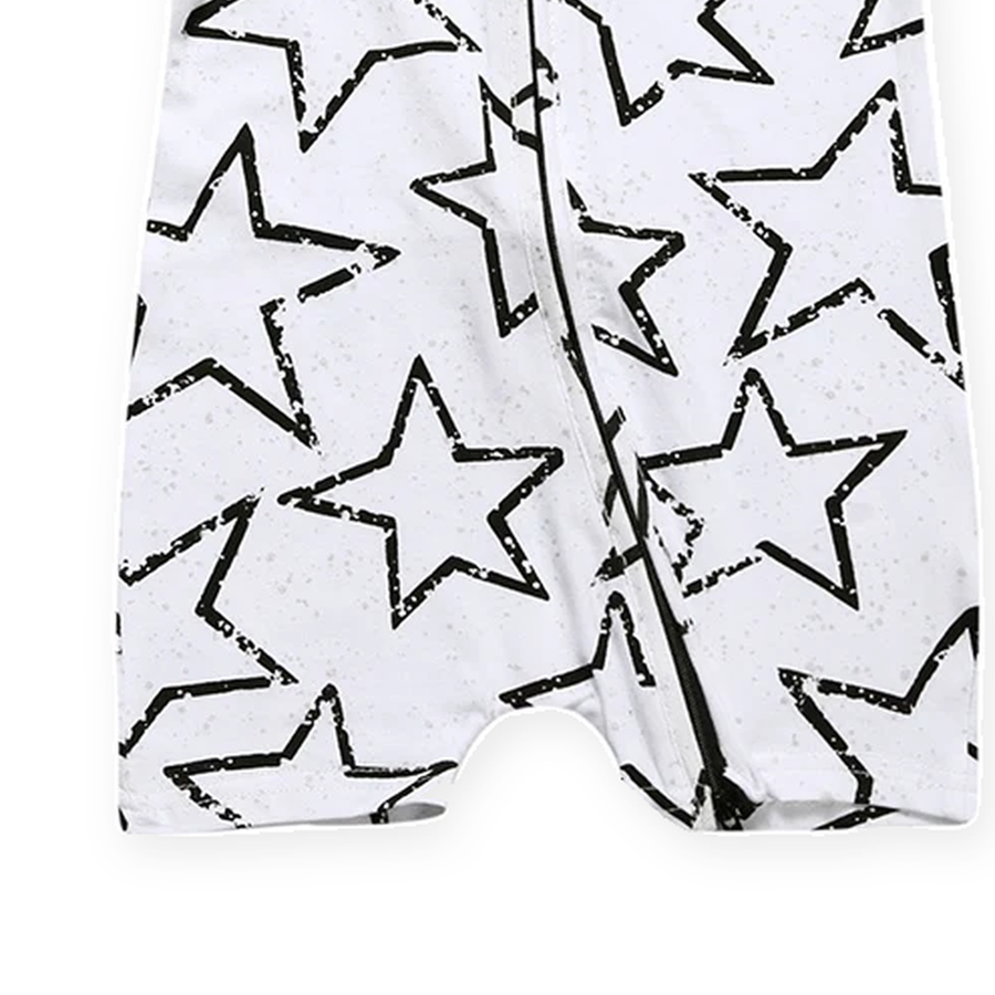 Outline Stars Short-Sleeve Shortie Romper — Outline Stars — Gusset and seam detail — image 6