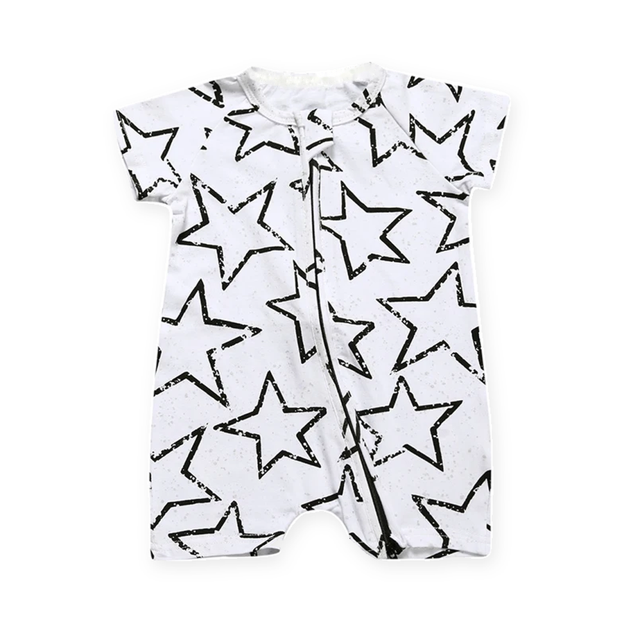 Outline Stars Short-Sleeve Shortie Romper — Outline Stars — Front view — image 1