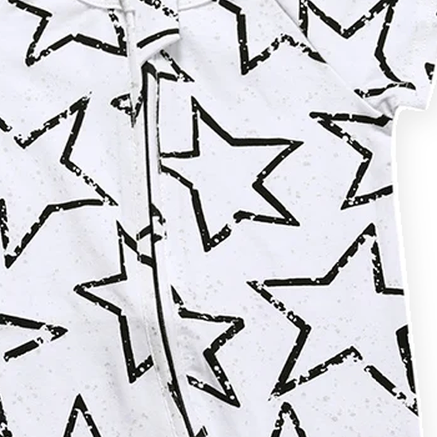 Outline Stars Short-Sleeve Shortie Romper — Outline Stars — Zipper detail — image 3
