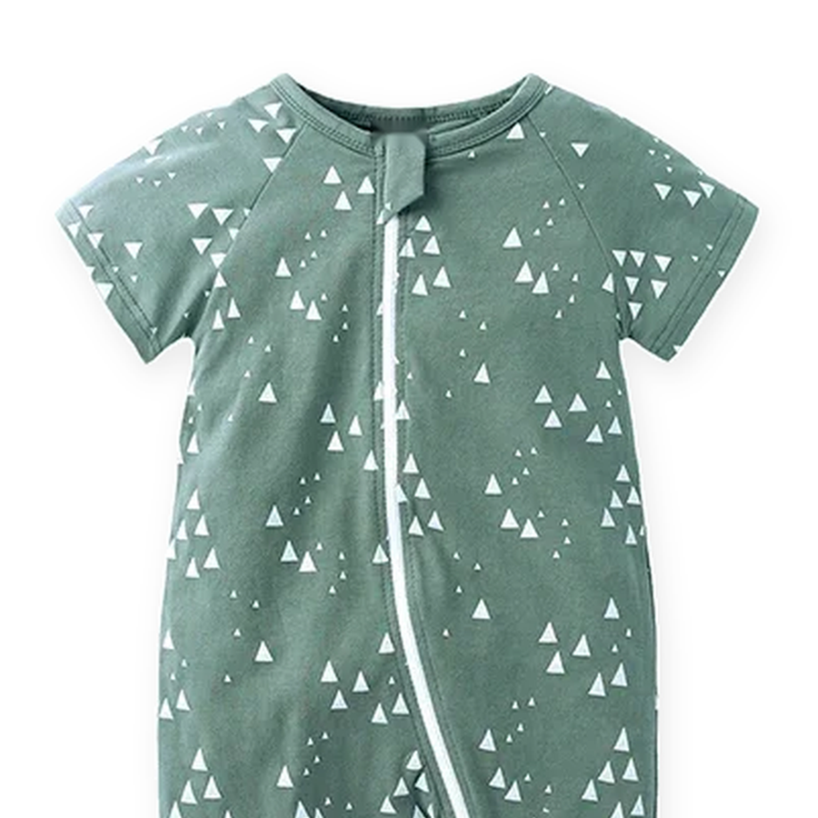 Sage Trees Short-Sleeve Shortie Romper — Sage Trees — Neckline and seam detail — image 4