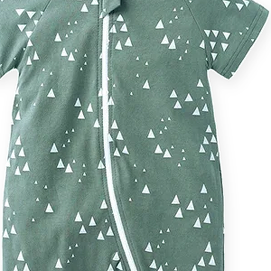 Sage Trees Short-Sleeve Shortie Romper — Sage Trees — Zipper detail — image 3