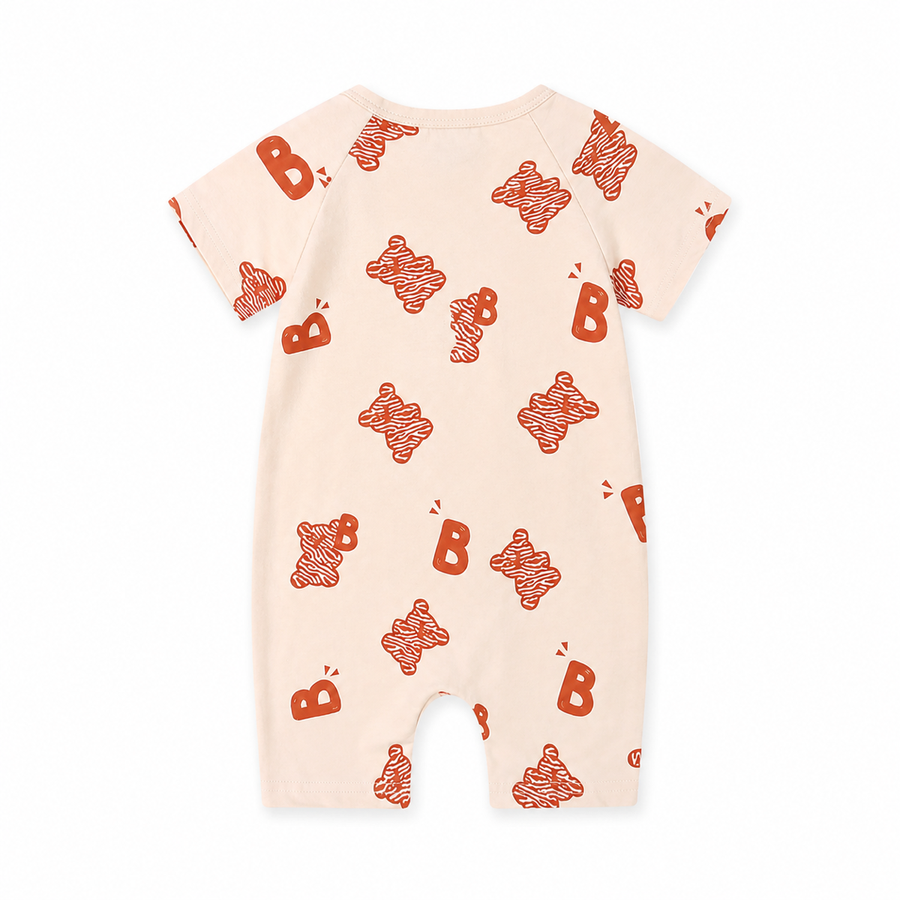 Teddy Bears Short-Sleeve Shortie Romper — Teddy Bears — Back view — image 2